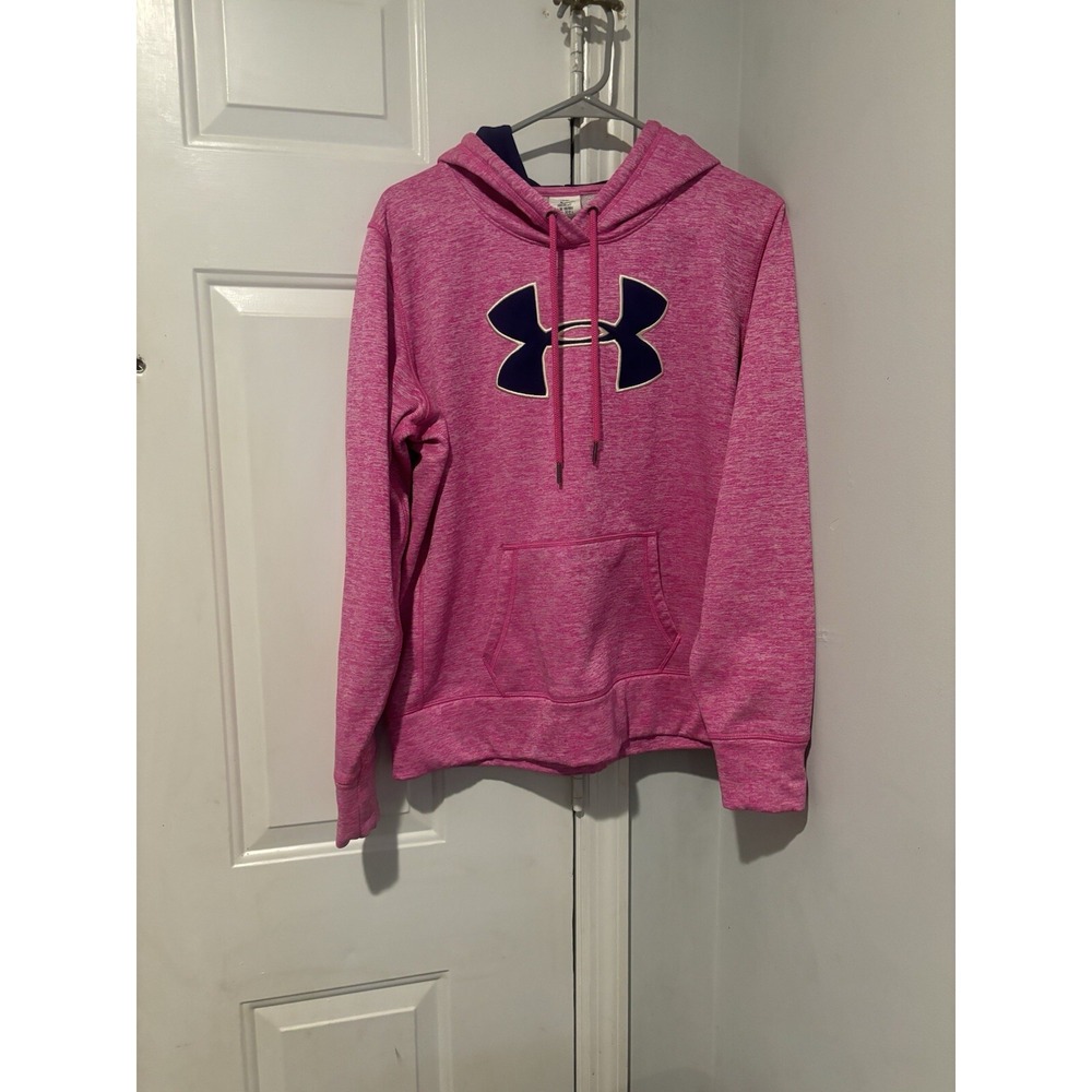 Under Armour Storm Hot Pink Hoodie w/ Purple Logo - Women's Large Sweatshirt